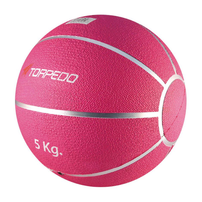 Balón Medicinal Torpedo Goma Bote Rosado | Plateado 5 Kg - Vadell cl
