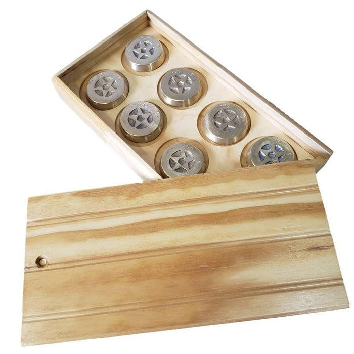 Caja Con 8 Tejos De Rayuela De Bronce De 200 gr Vadell - Vadell cl