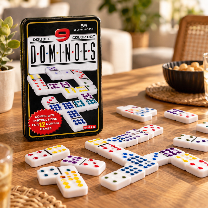 Dominó en caja metálica doble 9