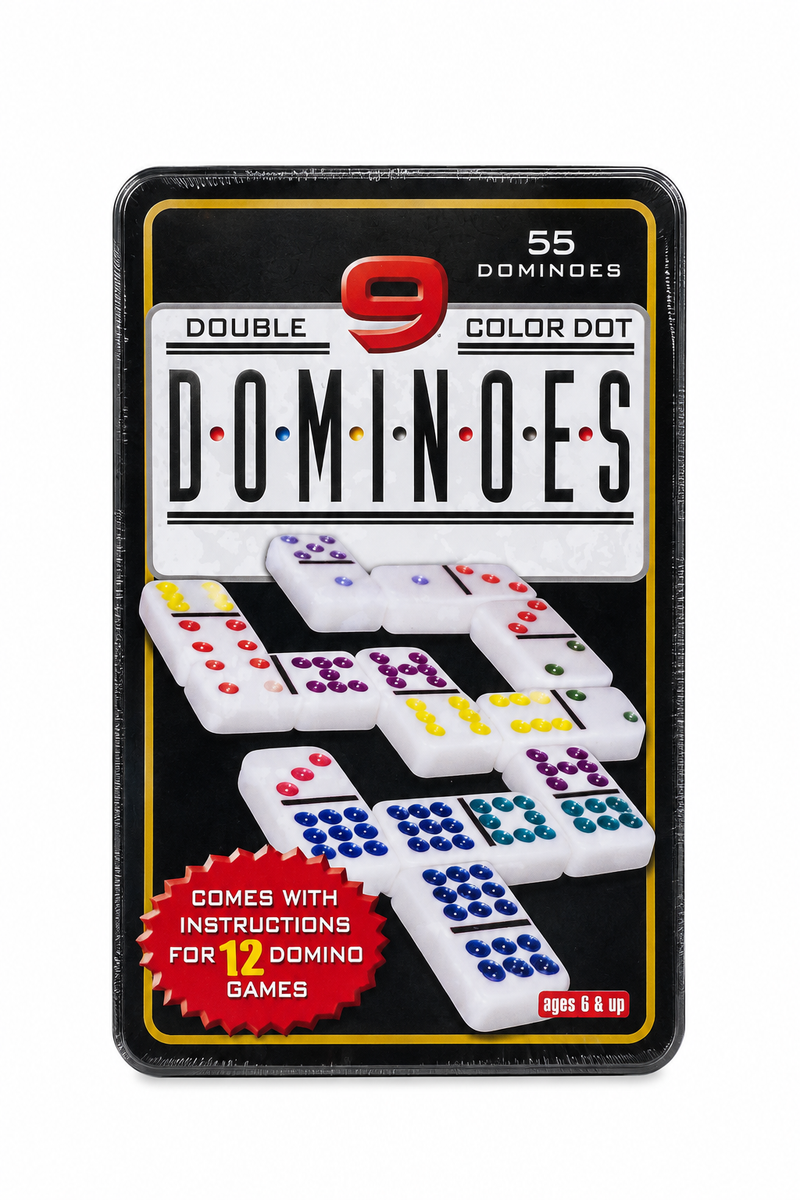 Dominó en caja metálica doble 9