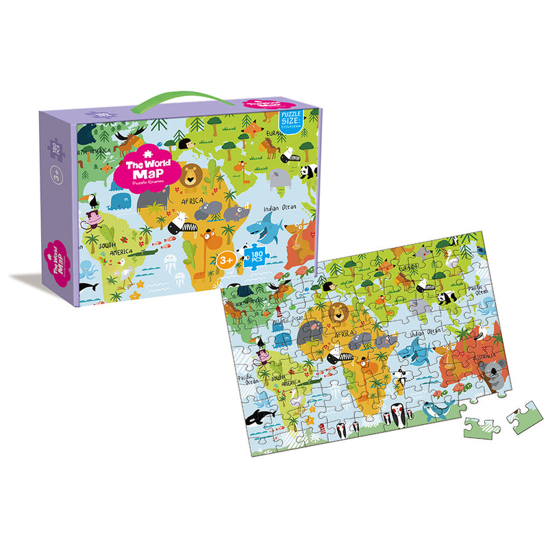Puzzle Infantil 180 Piezas Mapa Mundo Animado