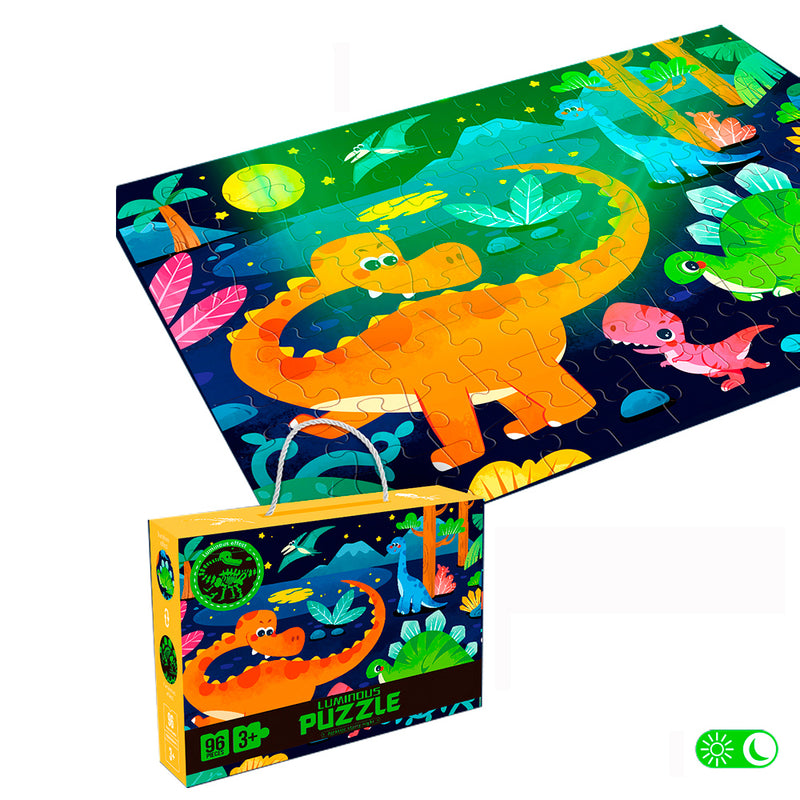 Puzzle Infantil Luminoso 96 Piezas Dinosaurios