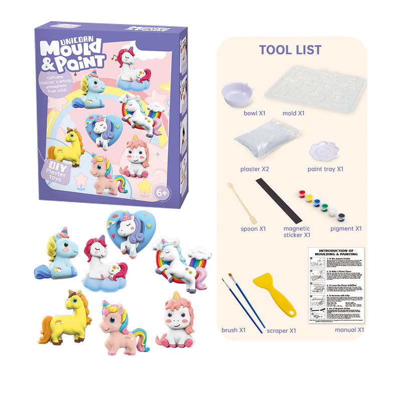 Set Para Modelar En Yeso Y Pintar, Unicornios