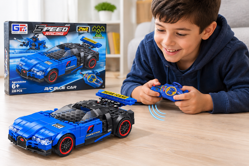 Auto Deportivo Bugatti Transformable a Control Remoto 220 piezas