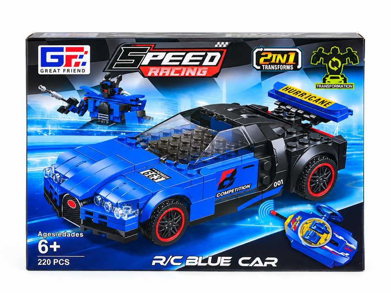 Auto Deportivo Bugatti Transformable a Control Remoto 220 piezas