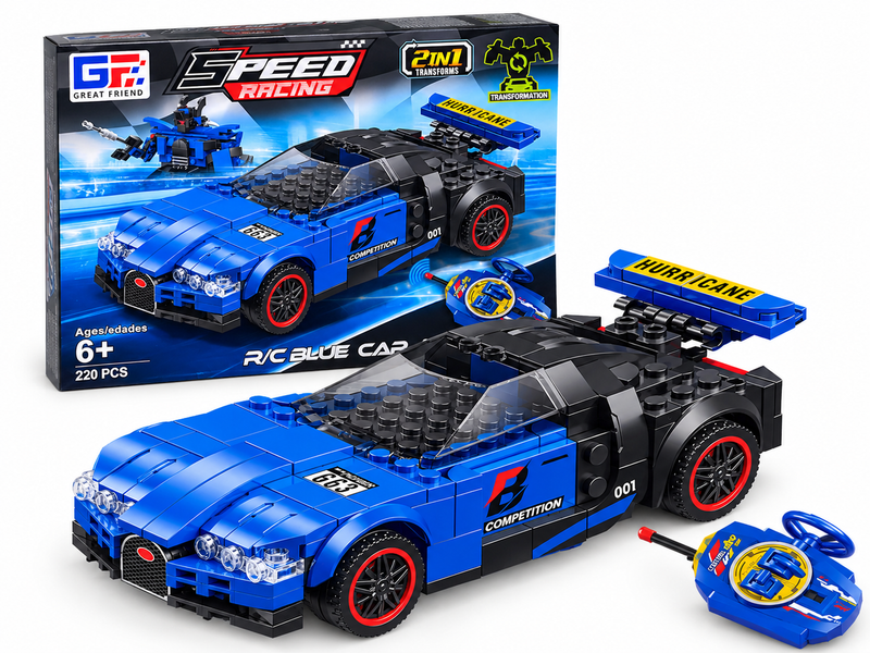 Auto Deportivo Bugatti Transformable a Control Remoto 220 piezas