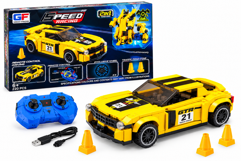 Auto Deportivo Chevrolet Camaro Transformable a Control Remoto 220 piezas