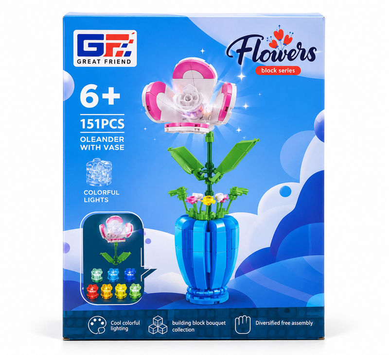 Flor de bloques Armable Florero – Adelfa 151 piezas