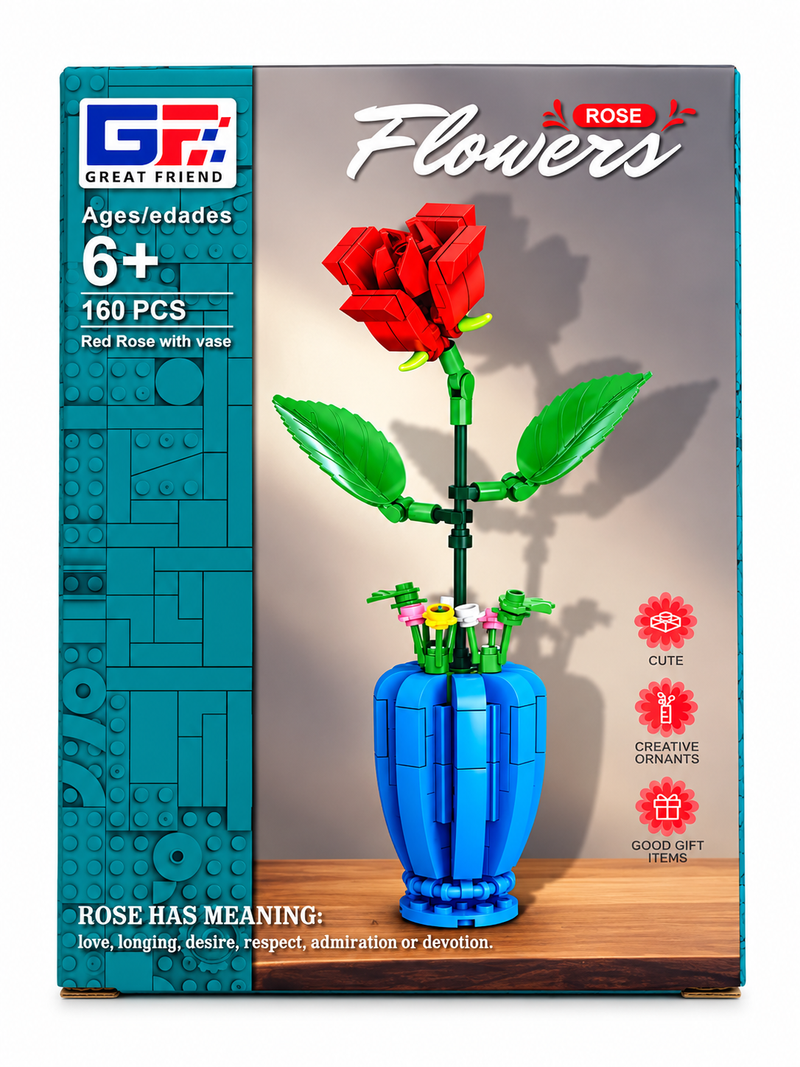 Flor de bloques Armable Florero – Rosa 160 piezas