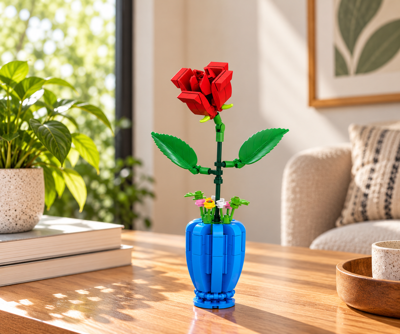 Flor de bloques Armable Florero – Rosa 160 piezas