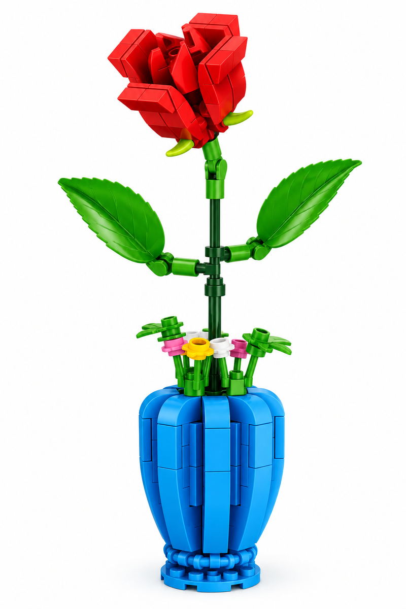 Flor de bloques Armable Florero – Rosa 160 piezas