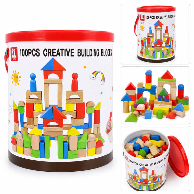 Bloques de Madera Infantil 100 Piezas