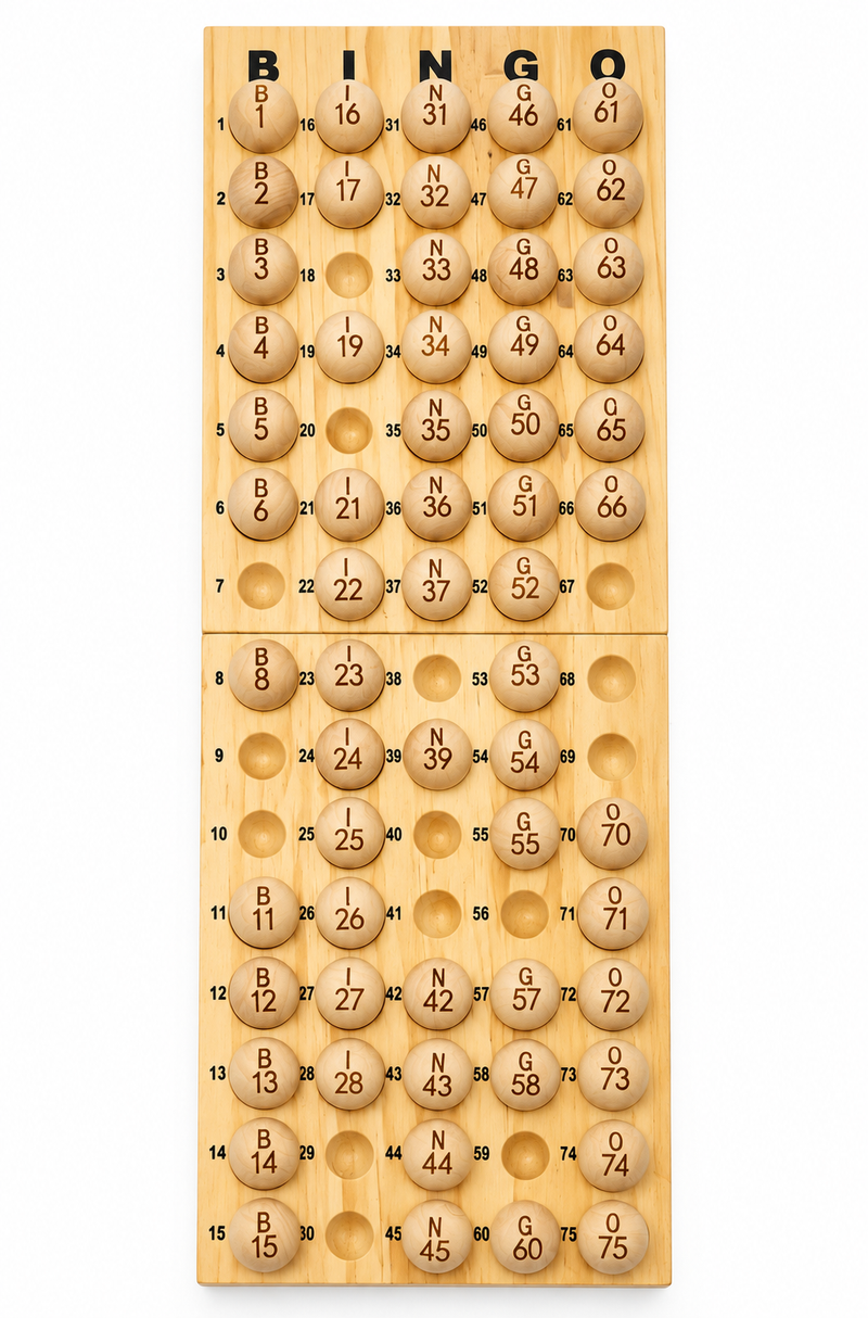 Set de Bingo Premium con Jaula y Tablero de Madera
