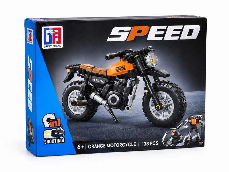 Moto Robot Transformable 4 en 1 – Moto Naranja 133 piezas