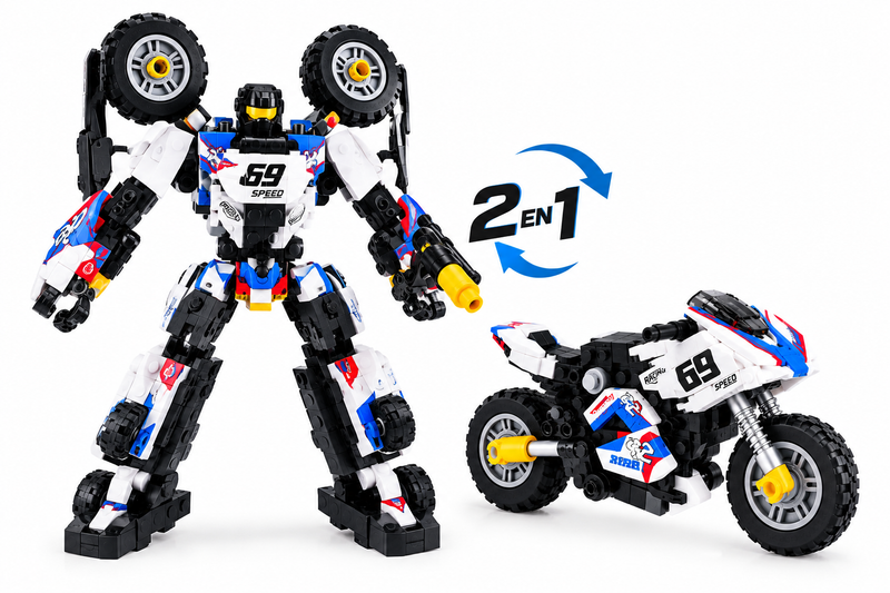 Moto Robot Transformable 4 en 1 – Moto Blanca 143 piezas