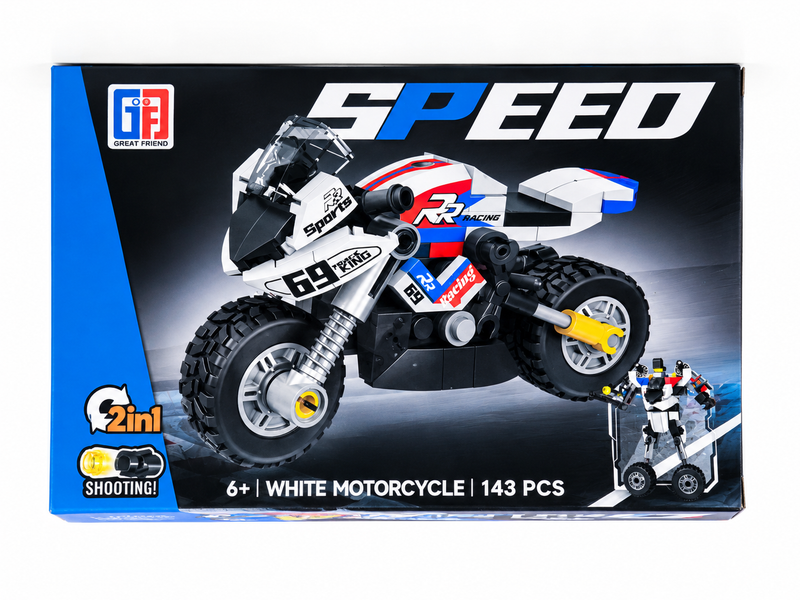 Moto Robot Transformable 4 en 1 – Moto Blanca 143 piezas