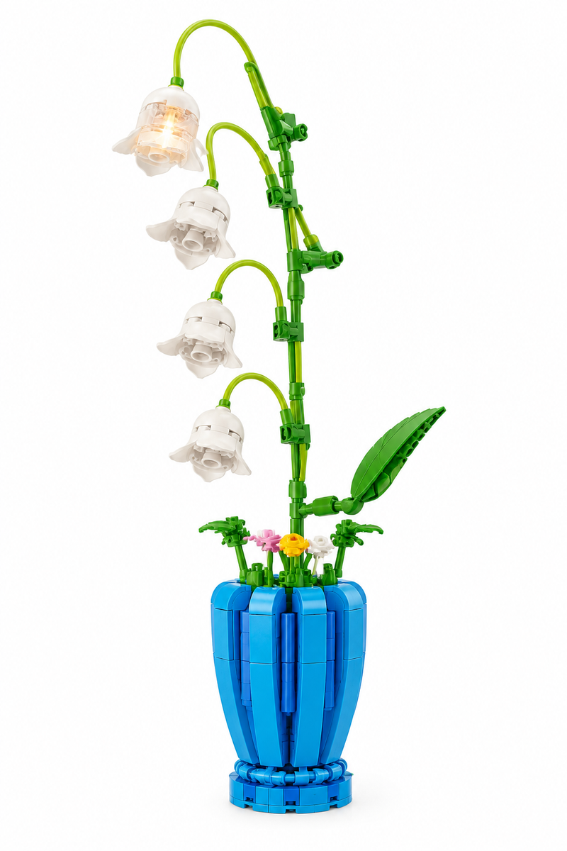 Flor de bloques Armable Florero – Lirio de los valles 139 piezas
