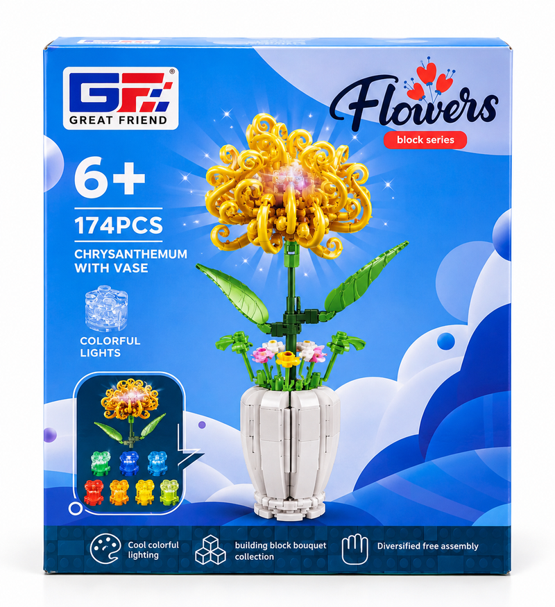 Flor de bloques Armable Florero – Crisantemo 174 piezas