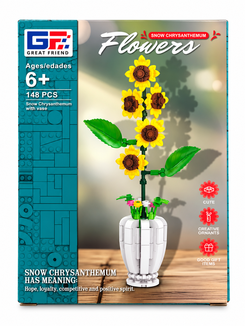Flor de bloques Armable Florero – Girasoles 148 piezas