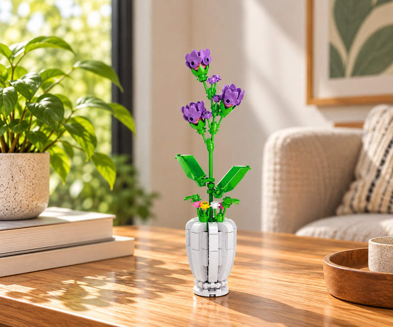 Flor de bloques Armable Florero – Violeta 146 piezas