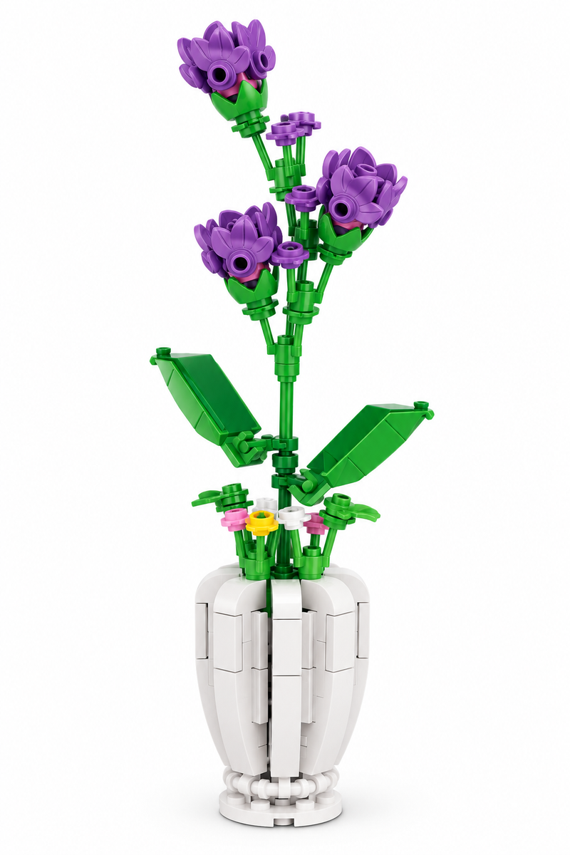 Flor de bloques Armable Florero – Violeta 146 piezas