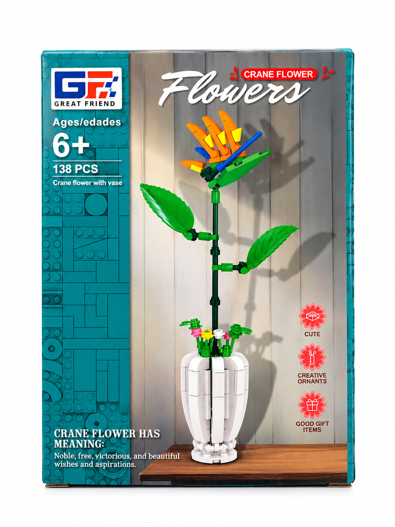 Flor de bloques Armable Florero – Ave del Paraíso  138 piezas