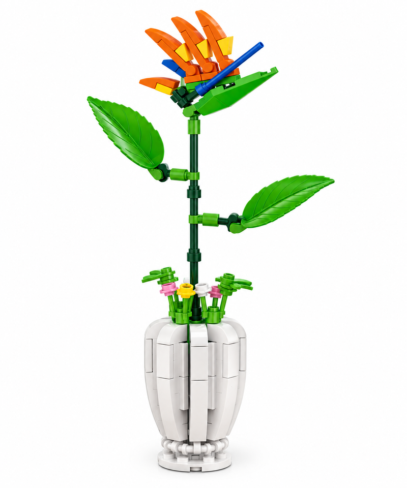 Flor de bloques Armable Florero – Ave del Paraíso  138 piezas