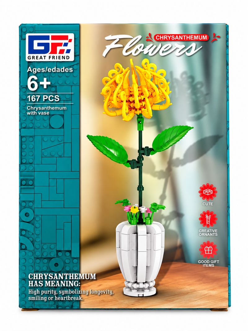 Flor de bloques Armable Florero – Crisantemo 165 piezas