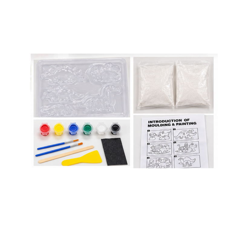 Set Para Modelar En Yeso Y Pintar Tridimensional, Dinosaurios