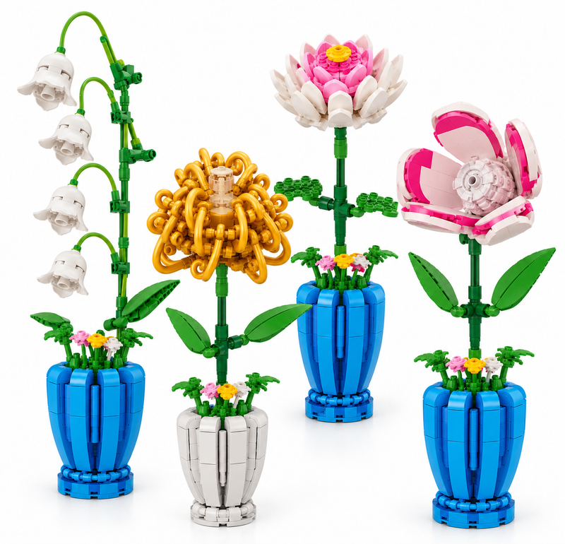 Flor de bloques Armable Florero – Lirio de los valles 139 piezas