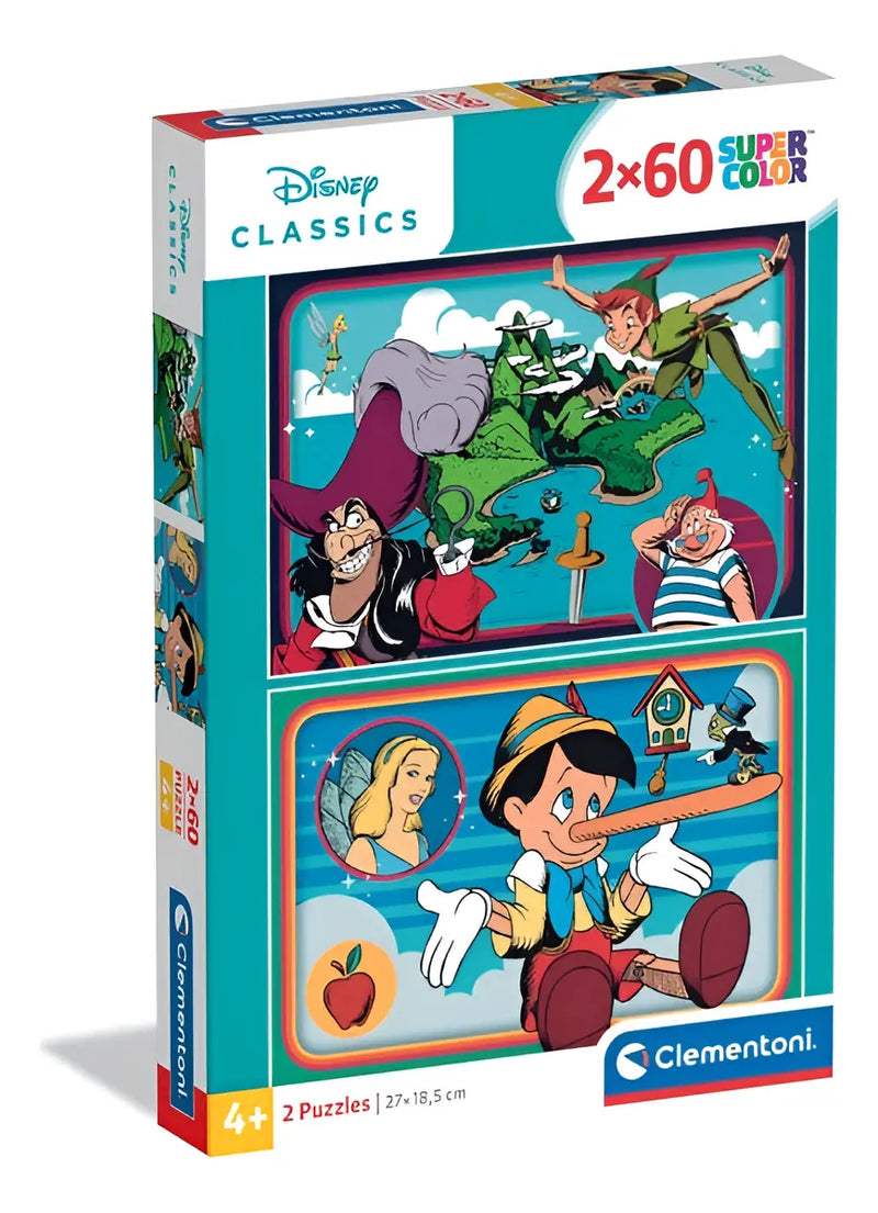 Set de 2 Puzzles Disney Clásicos Peter Pan y Pinocho 60 Piezas