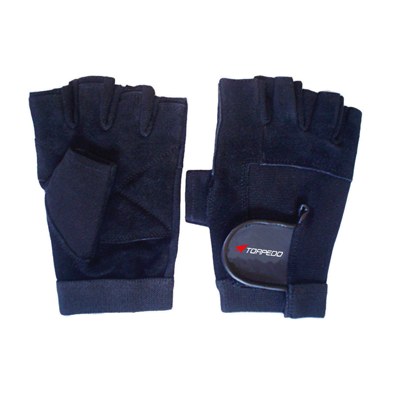 Guante Fitness Torpedo Cuero Spandex Negro Talla M
