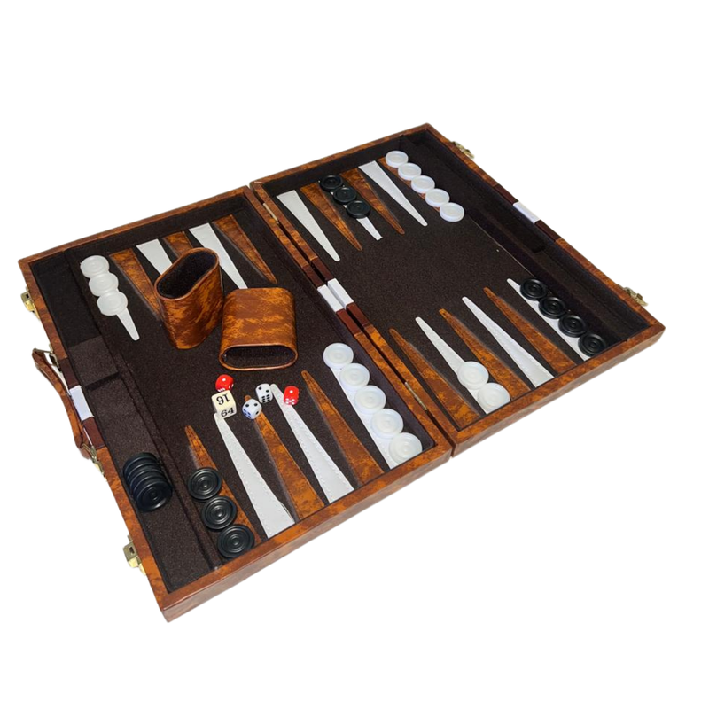 Juego De Backgammon Y Maletín De Ecocuero De Lujo