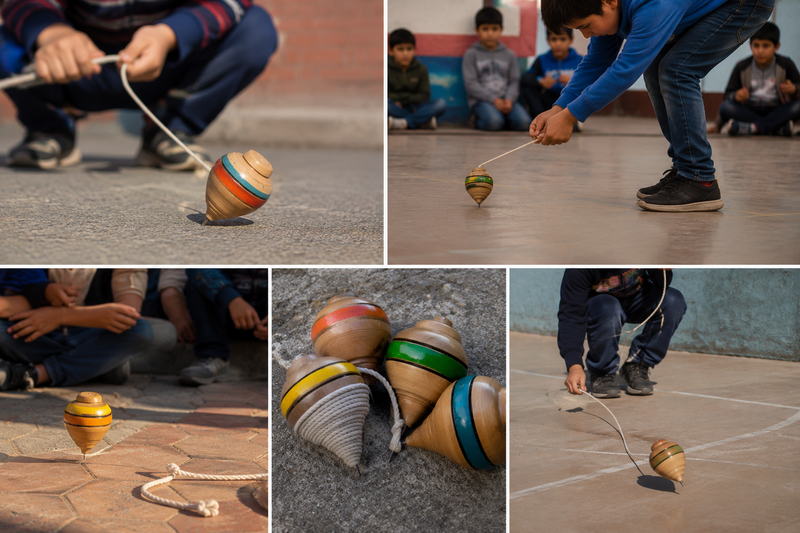 Trompo de madera N°5 Juegos Tipicos
