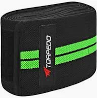 Rodillera Torpedo Crossband Par Negro/Verde Flúor 200 x 8 cm