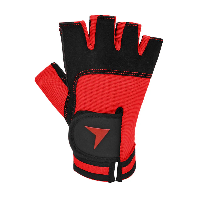 Guante Fitness Torpedo Cuero Spandex Negro/Rojo Talla L