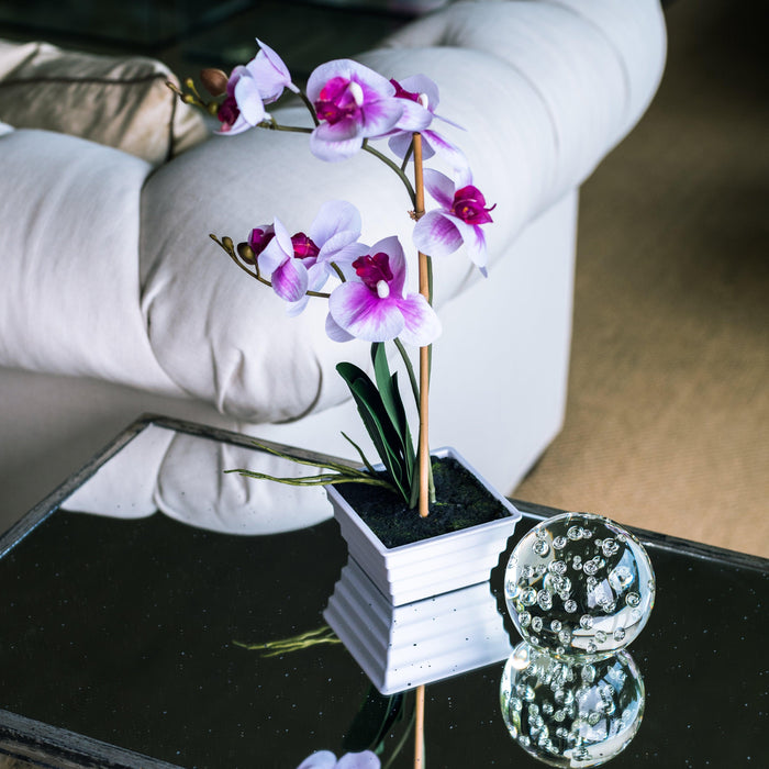 Orquídea artificial rosada de 44 cm en macetero - Vadell cl