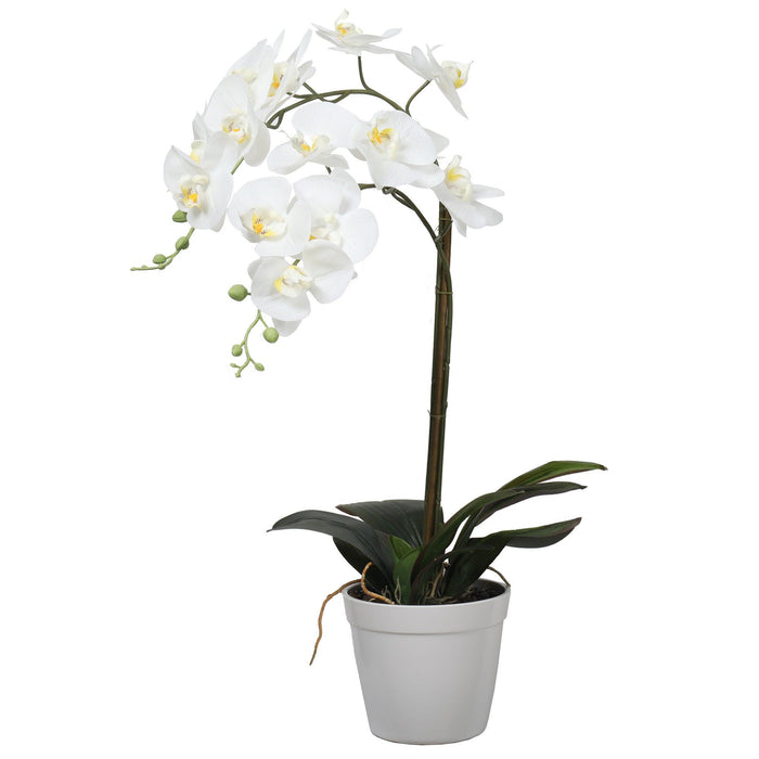 Orquídea artificial blanca de 65 cm en macetero - Vadell cl