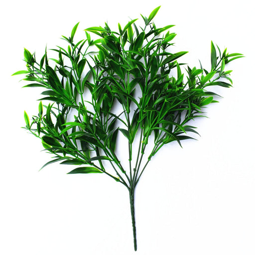 Hierba artificial hoja puntiaguda verde, rama decorativa de 40 cm con protección UV - Vadell cl