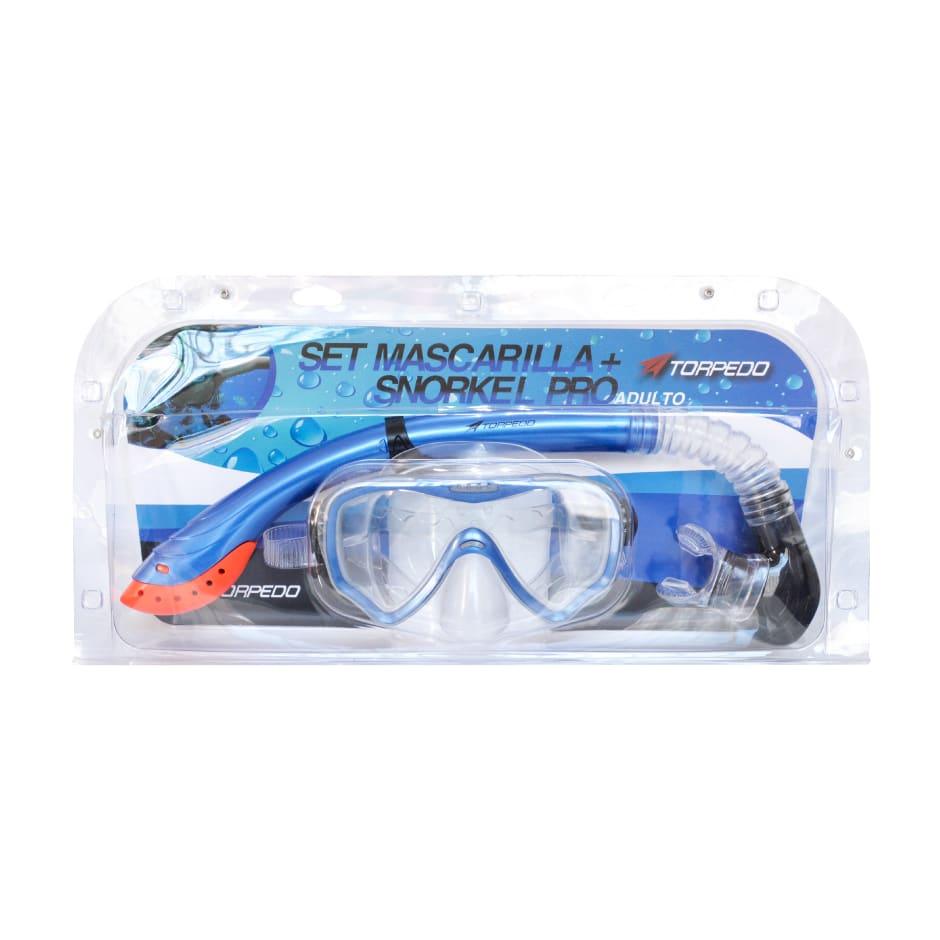 Torpedo Deportes Natación Implementos Set Snorkel Torpedo Pro Adulto Azul Metálico